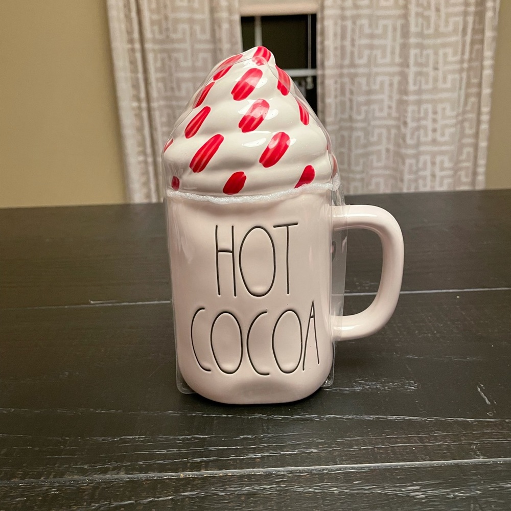 Rae dunn hot cocoa mug with topper
